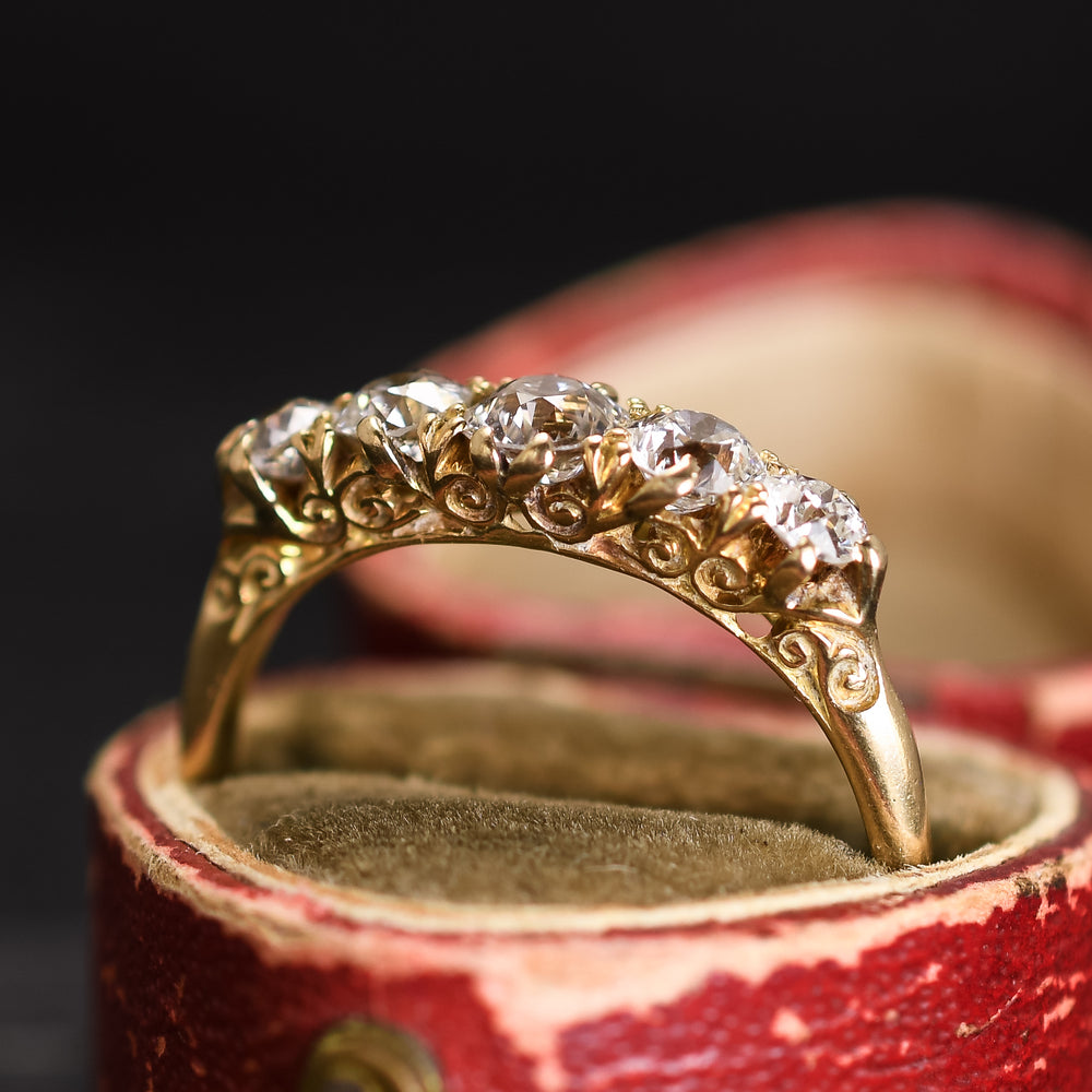 Victorian Diamond 5-Stone Half Hoop Ring