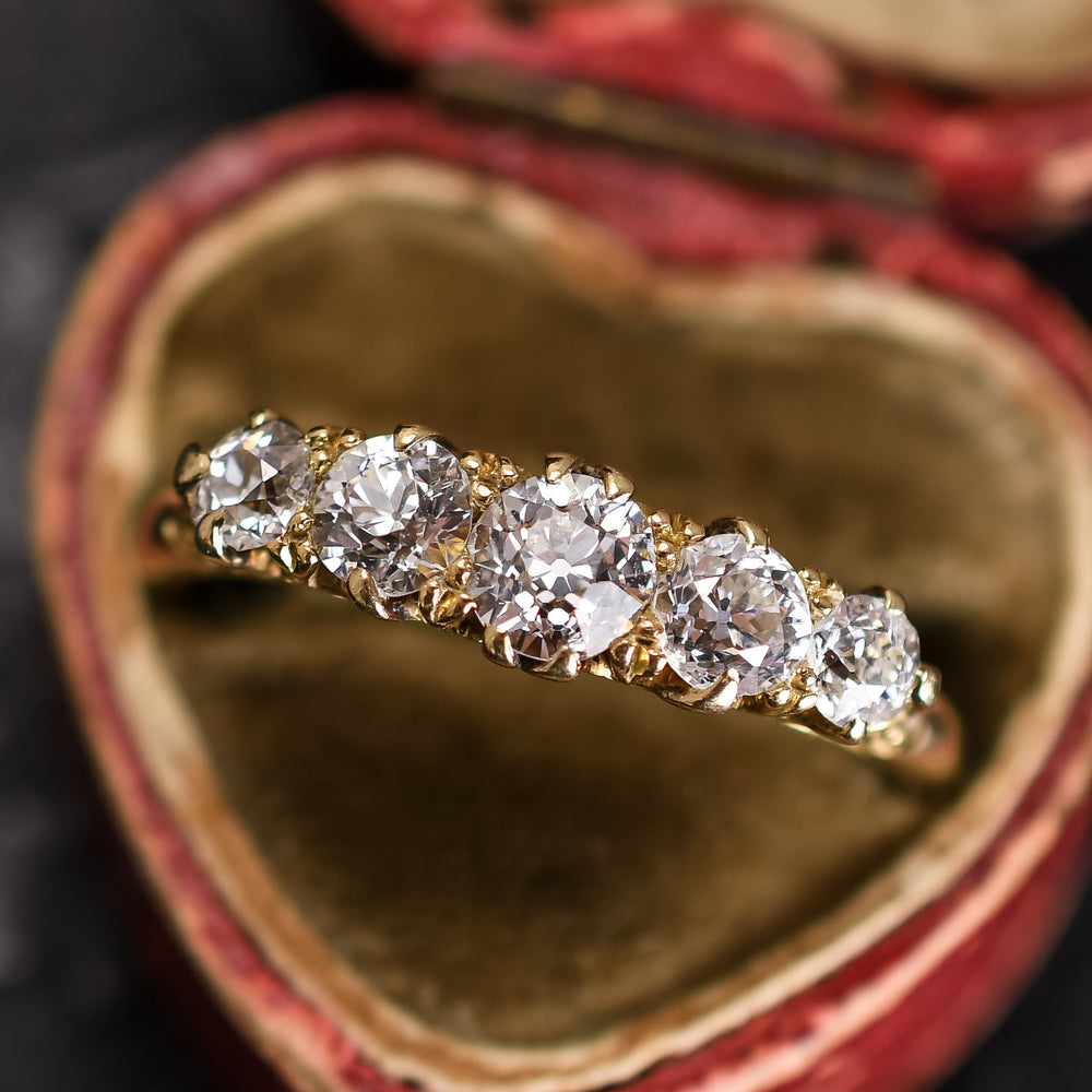 Victorian Diamond 5-Stone Half Hoop Ring