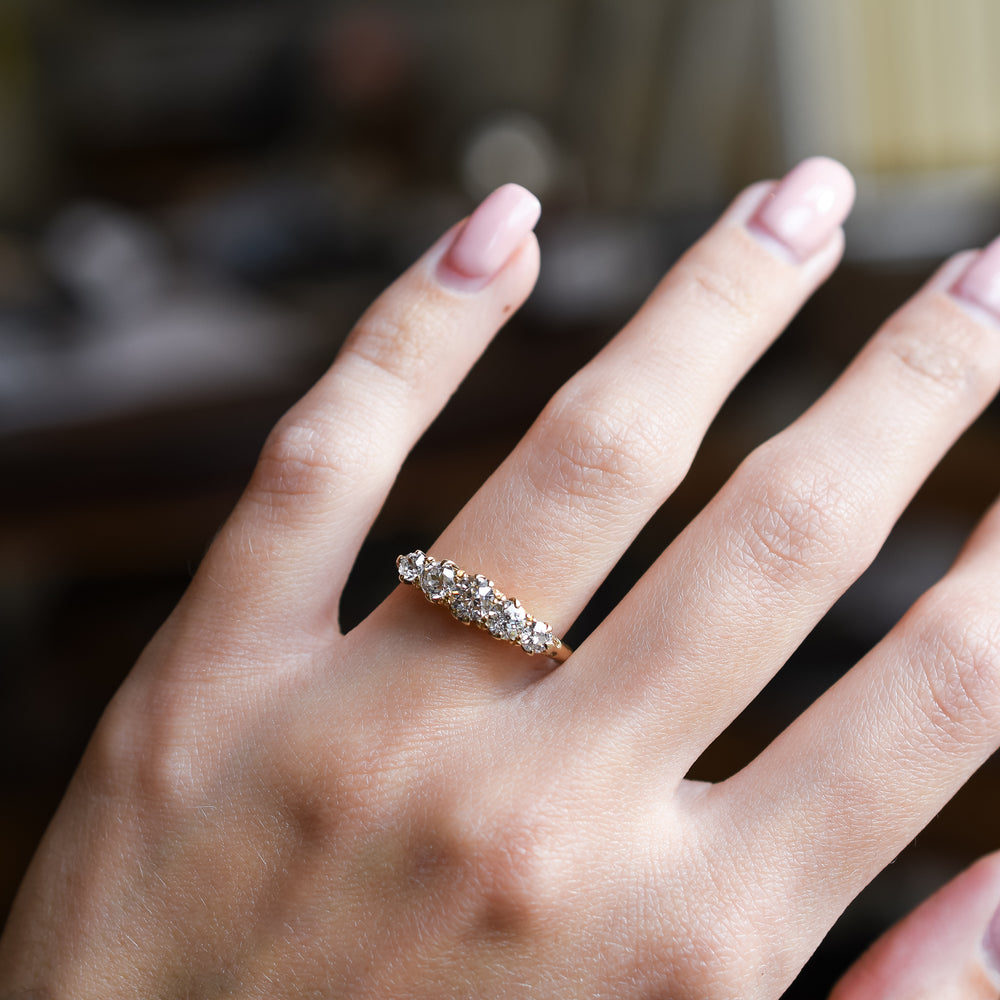Victorian Diamond 5-Stone Half Hoop Ring