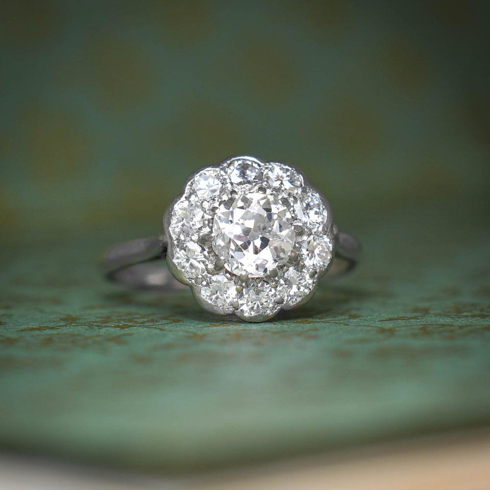 Edwardian Diamond Flower Cluster Ring
