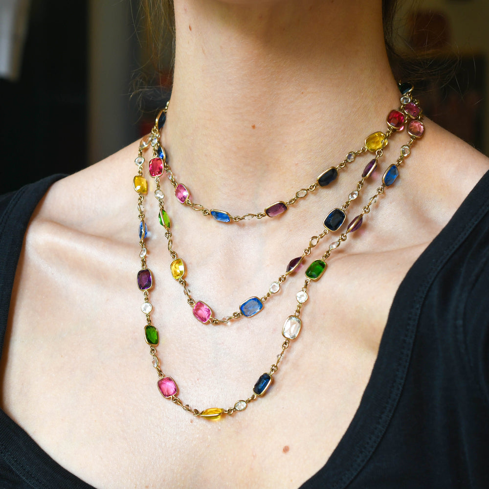 Antique Paste Harlequin Long Chain, 56'