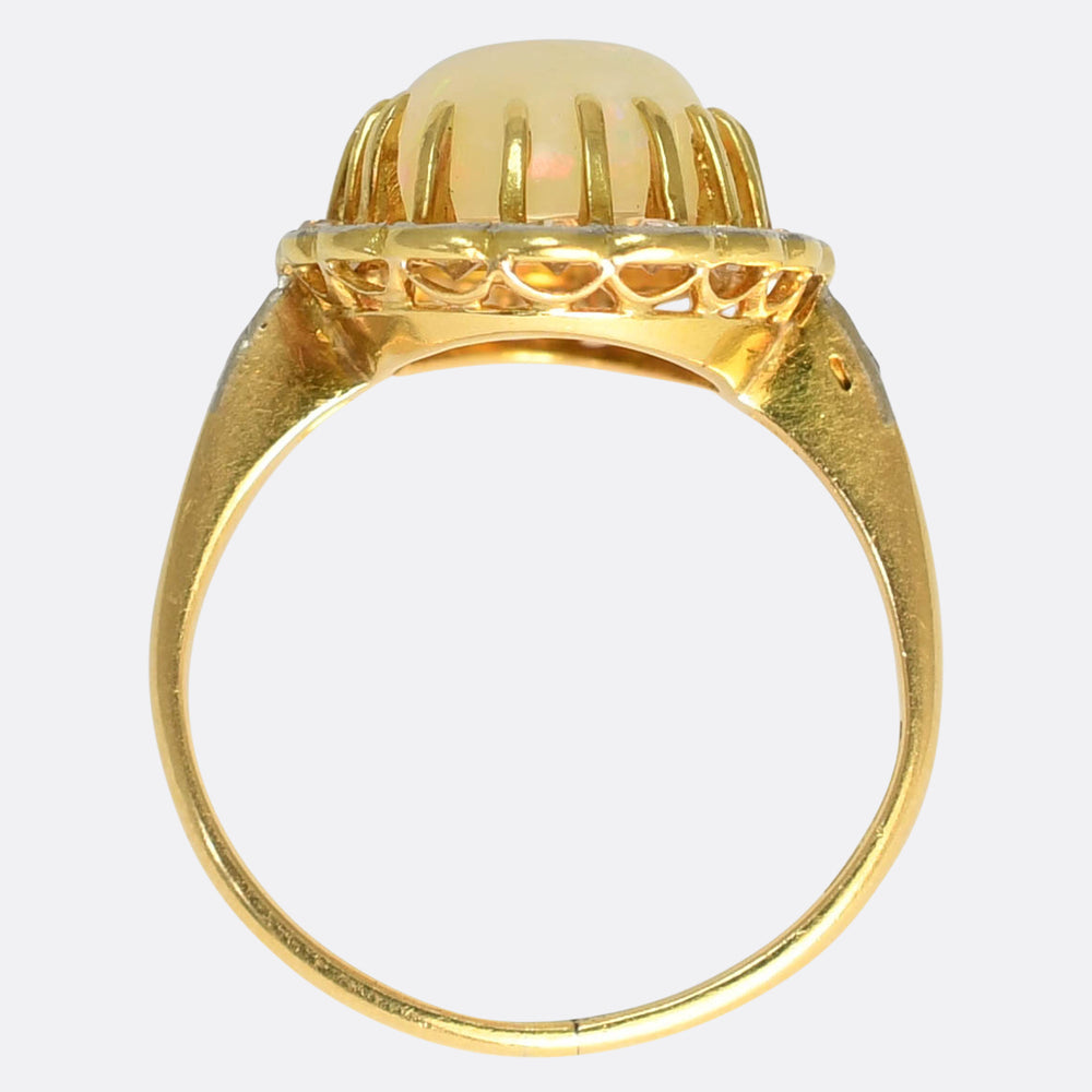 Edwardian Opal & Diamond Cluster Ring