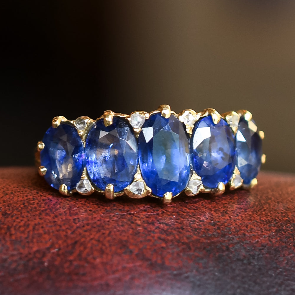 Victorian Sapphire & Diamond Half Hoop Ring