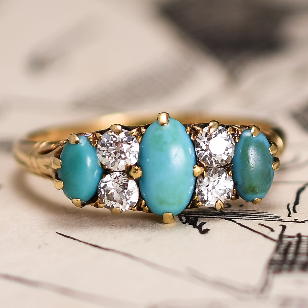 Victorian Diamond & Turquoise Ring