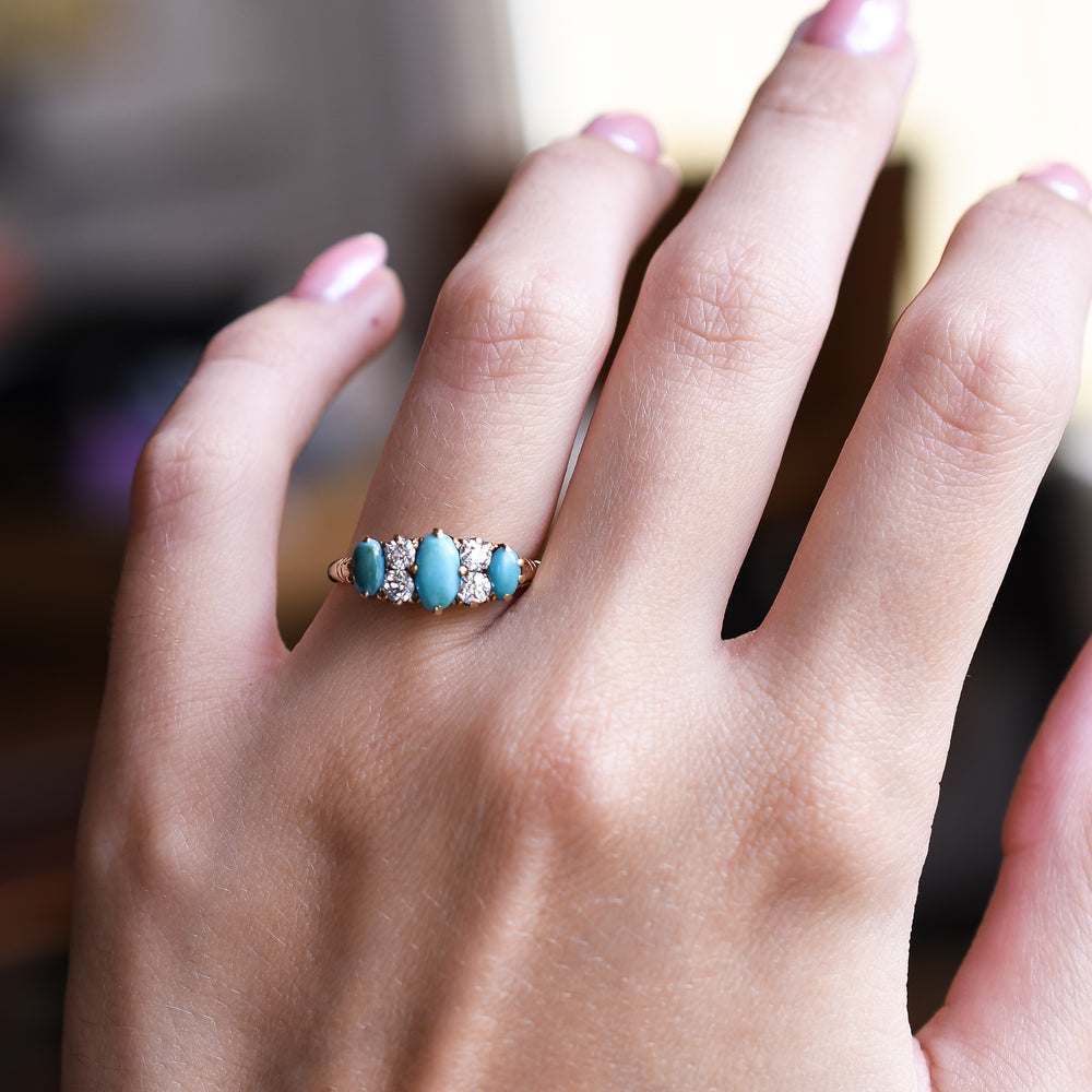 Victorian Diamond & Turquoise Ring