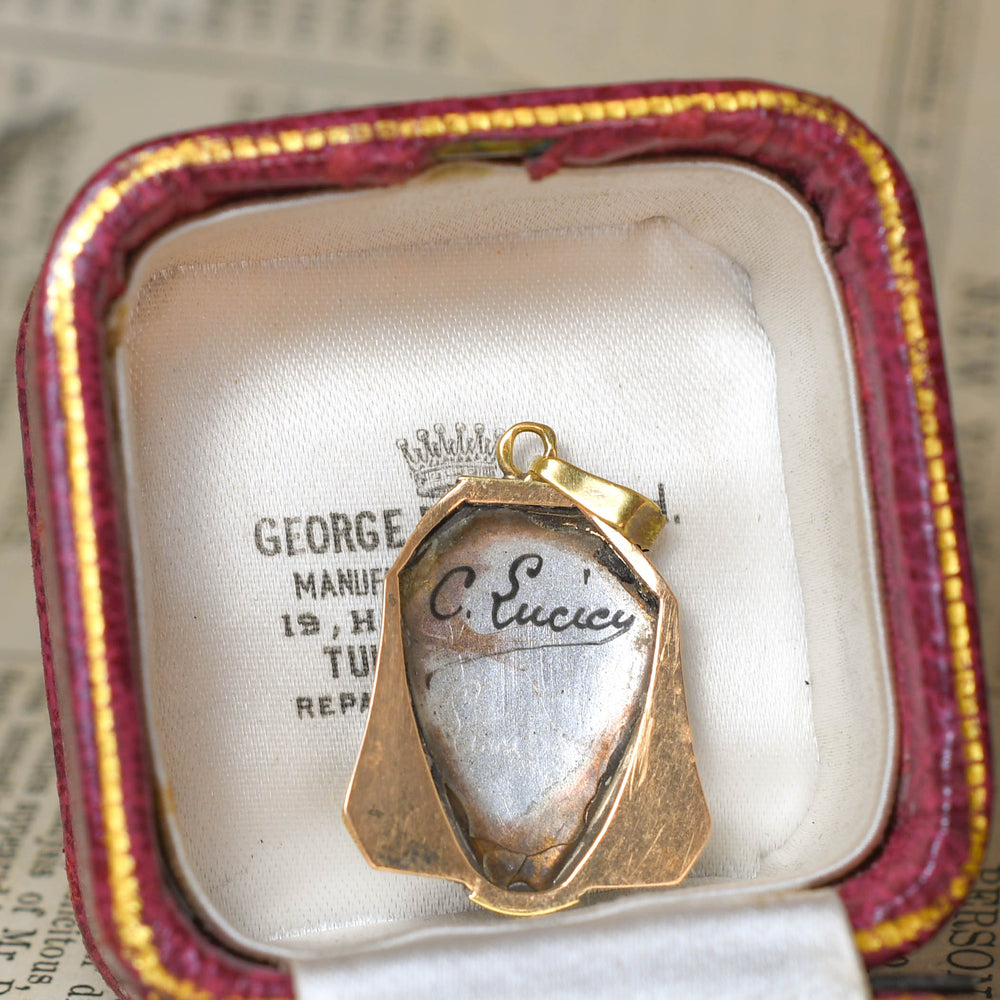 1920's French Limoges Enamel Portrait Pendant