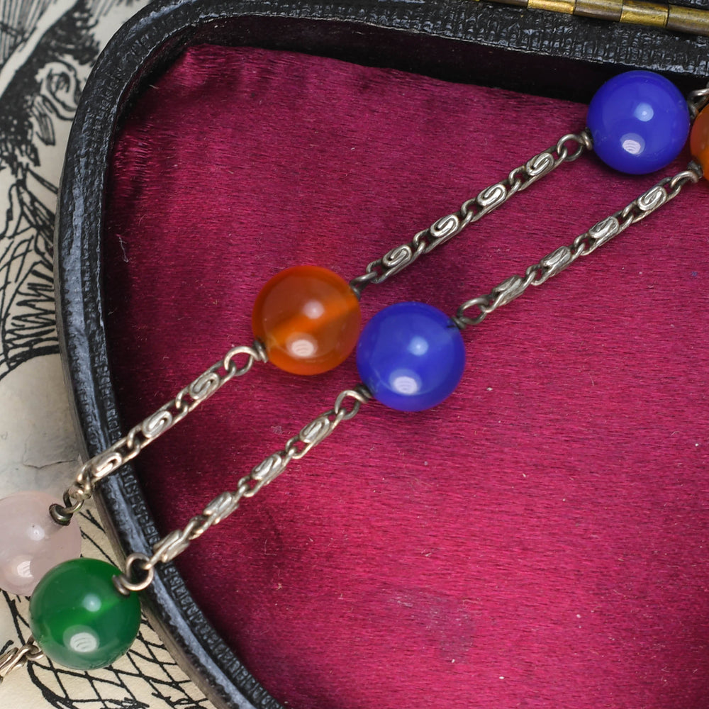 Art Nouveau Agate Bead Necklace
