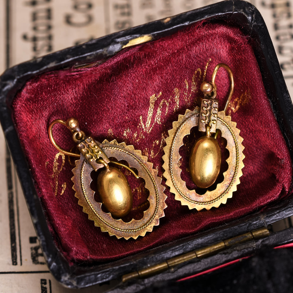 Victorian 15k Gold Dangle Earrings