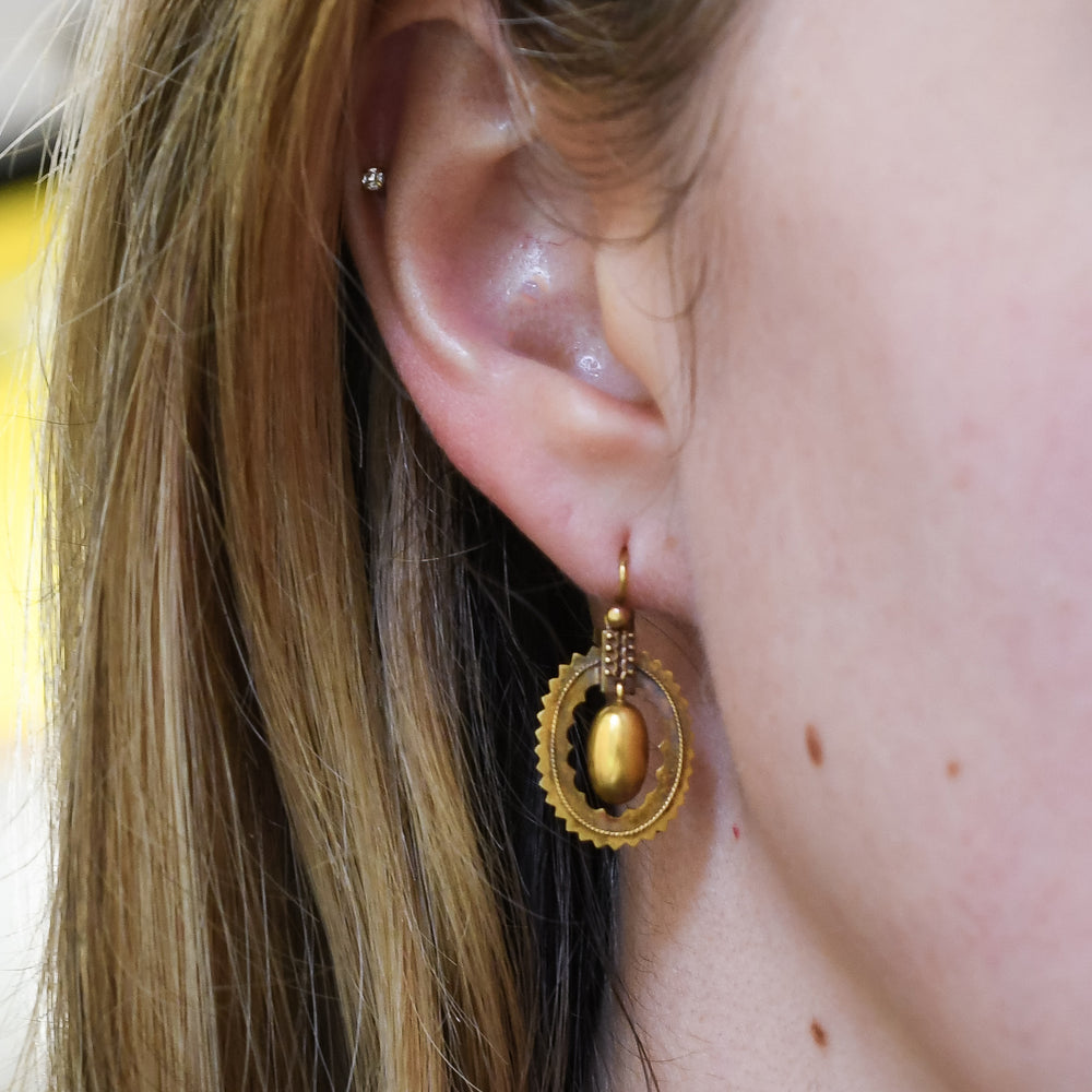 Victorian 15k Gold Dangle Earrings