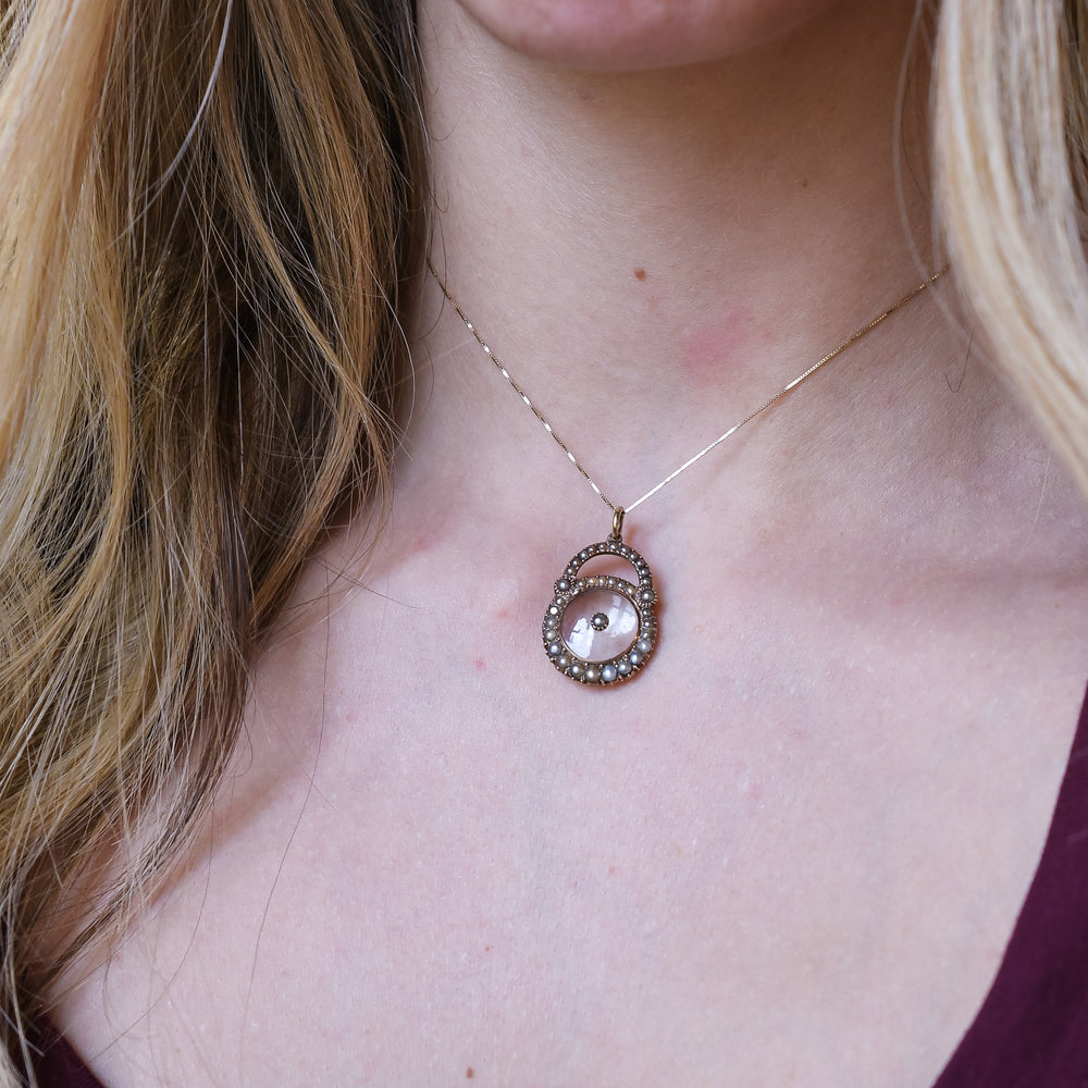 Georgian Pearl & Rock Crystal Padlock Pendant