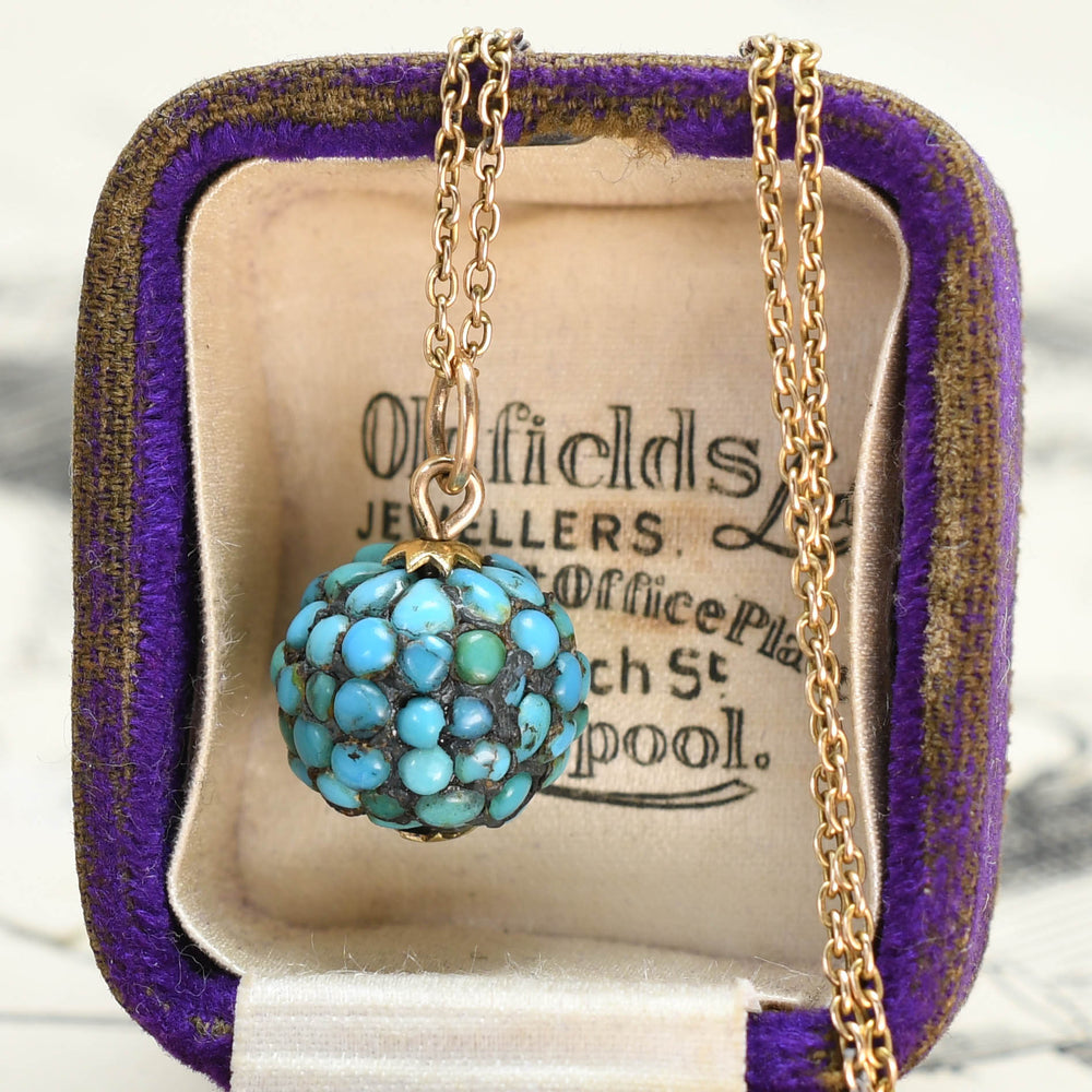 Victorian Pavé Turquoise Orb Charm