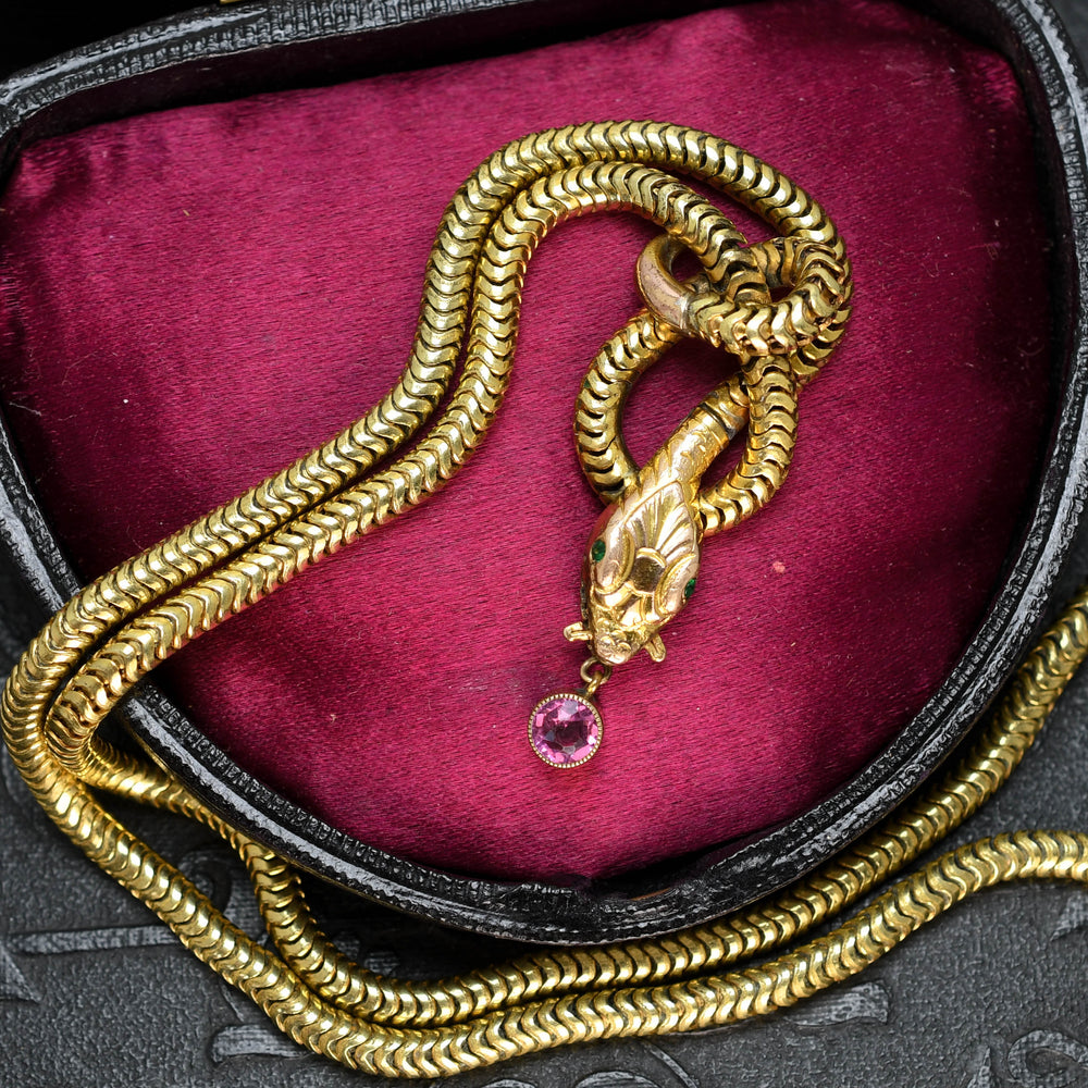 Edwardian Gold Snake Chain Necklace