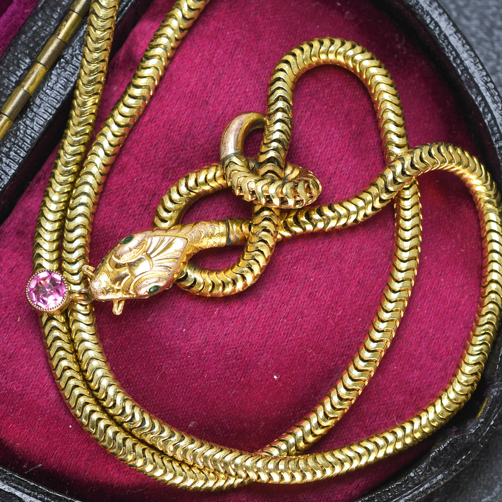 Edwardian Gold Snake Chain Necklace