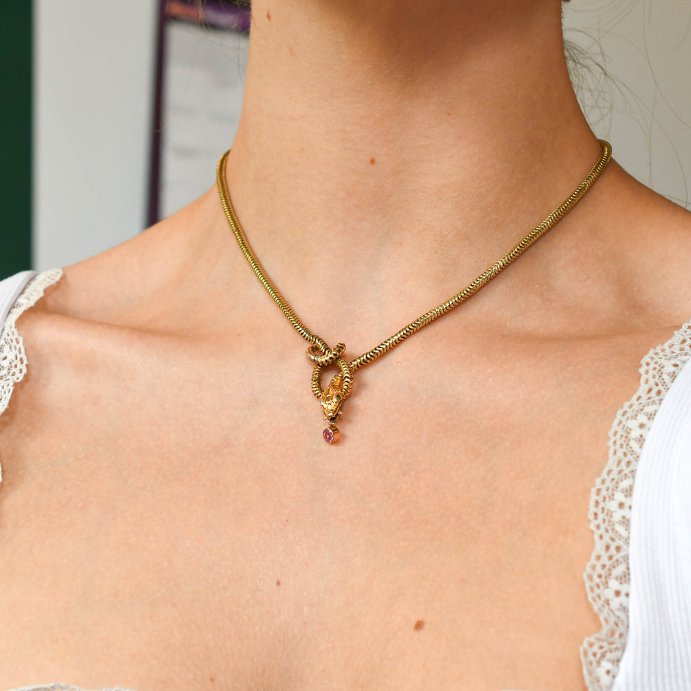 Edwardian Gold Snake Chain Necklace