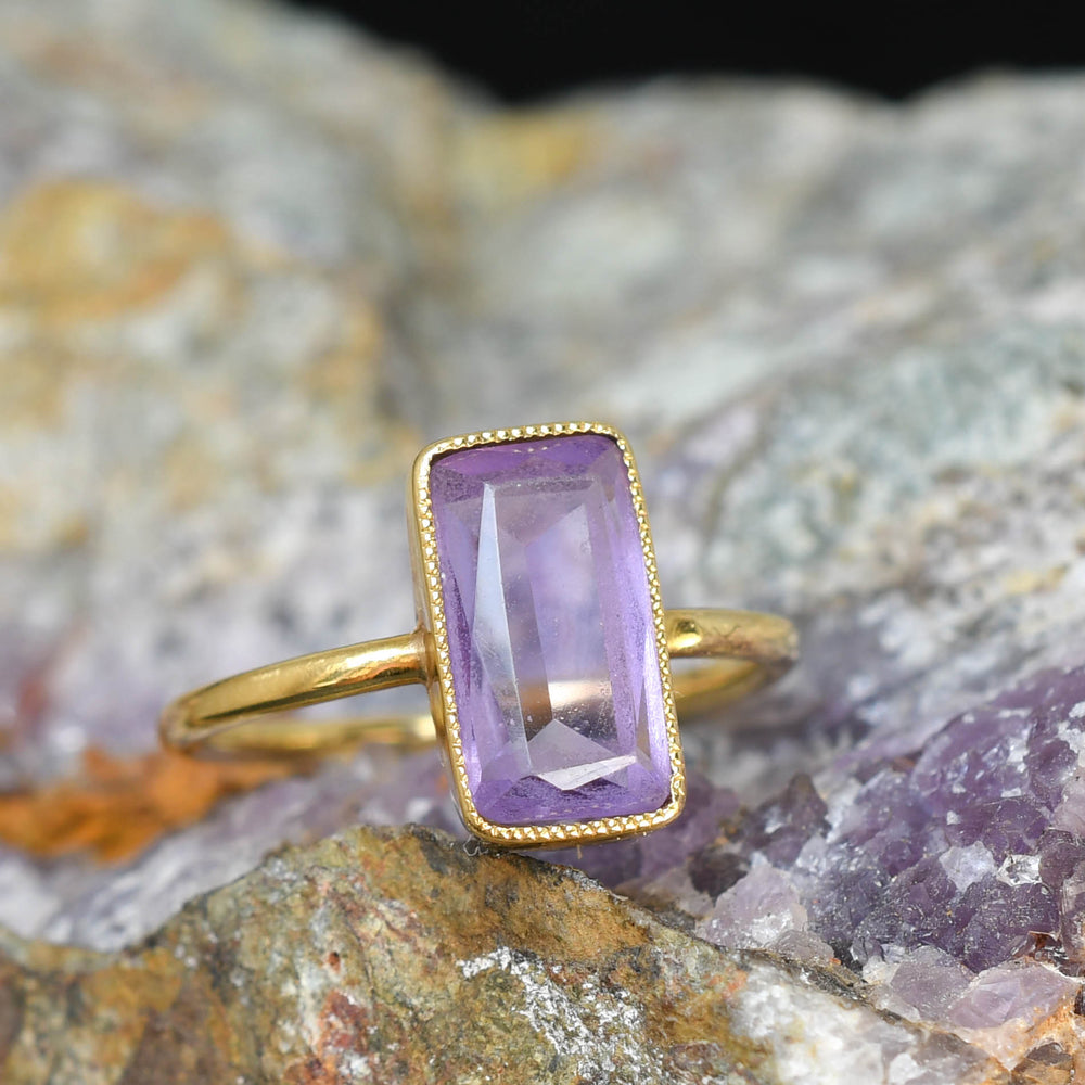 Antique French 1.8ct Amethyst Solitaire Ring