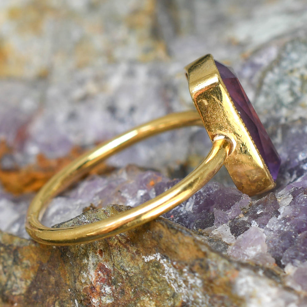 Antique French 1.8ct Amethyst Solitaire Ring