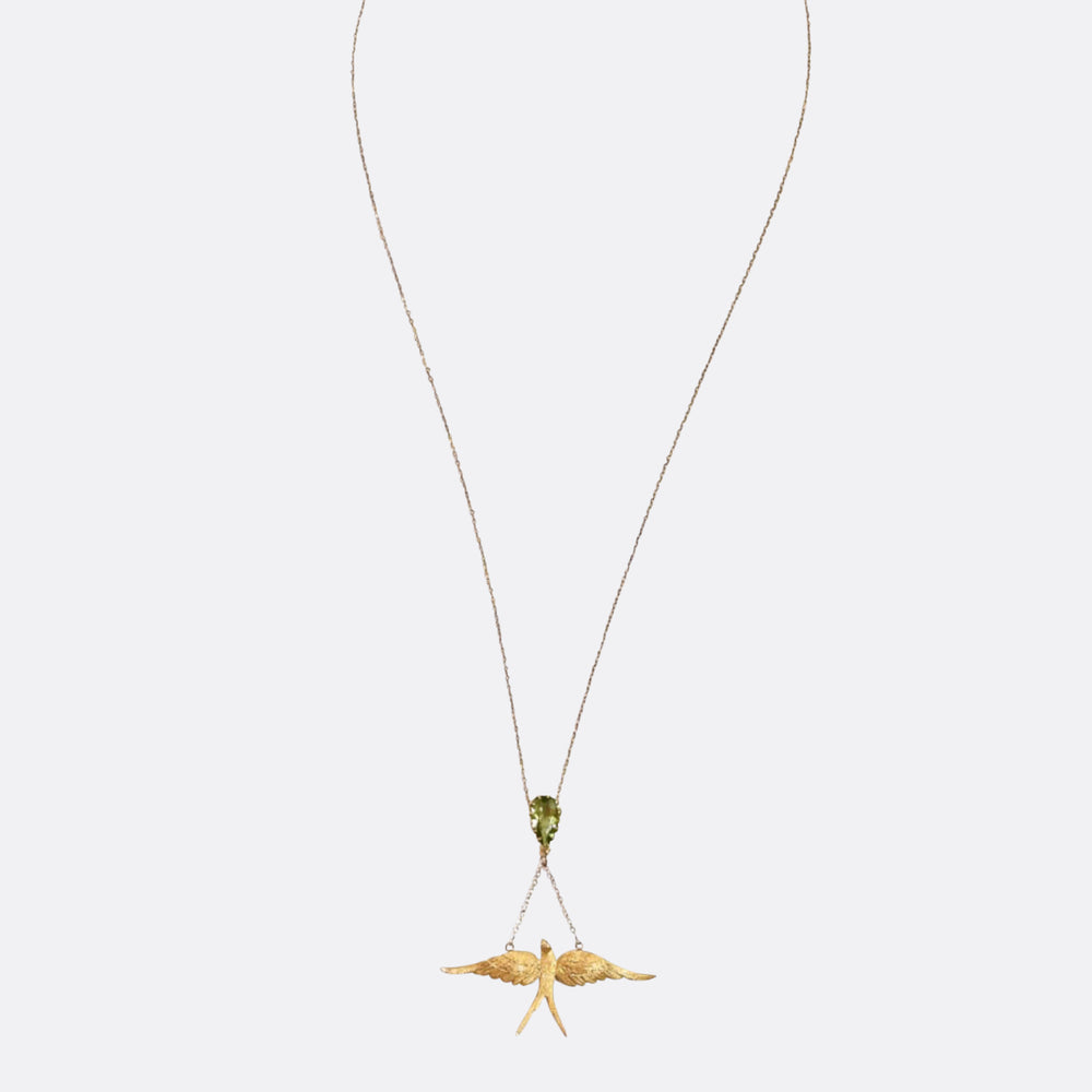 Edwardian Peridot Swallow Necklace