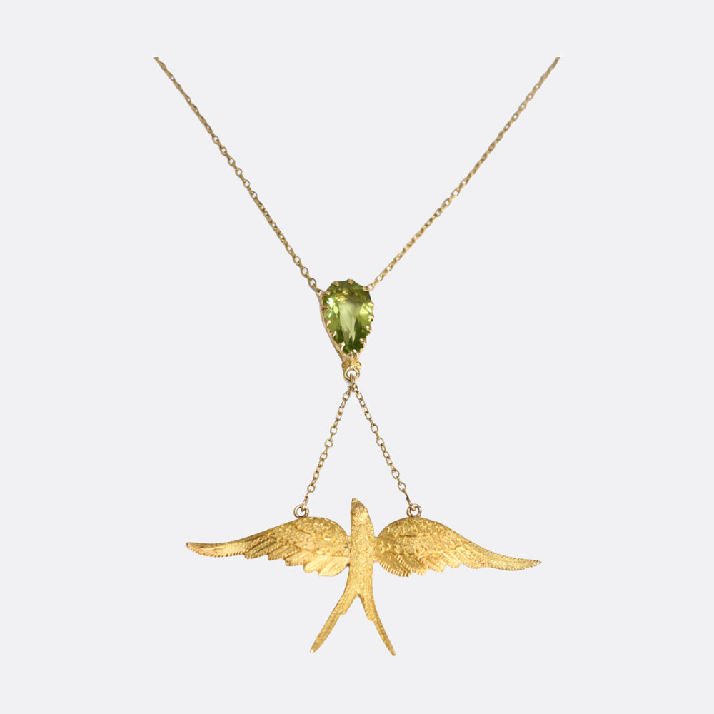 Edwardian Peridot Swallow Necklace