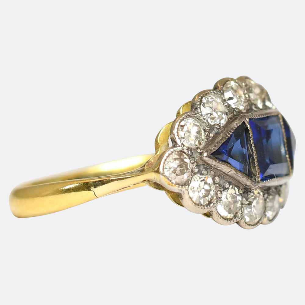 Art Deco Sapphire & Diamond Eye Cluster Ring