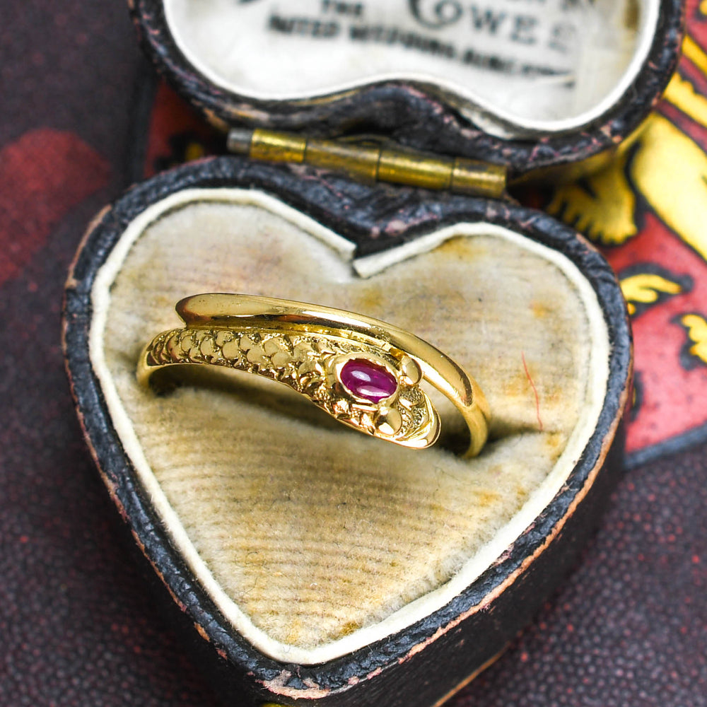 Victorian Ruby Cabochon Snake Ring