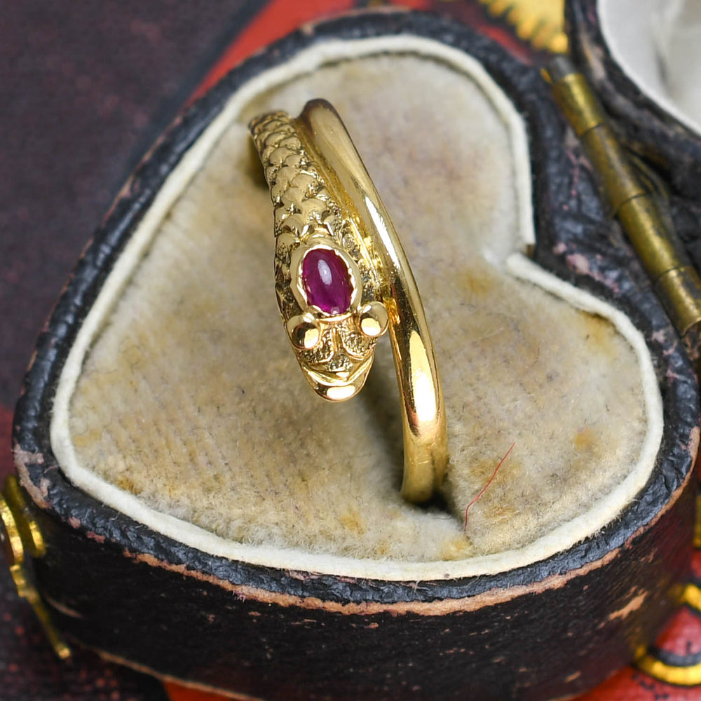 Victorian Ruby Cabochon Snake Ring