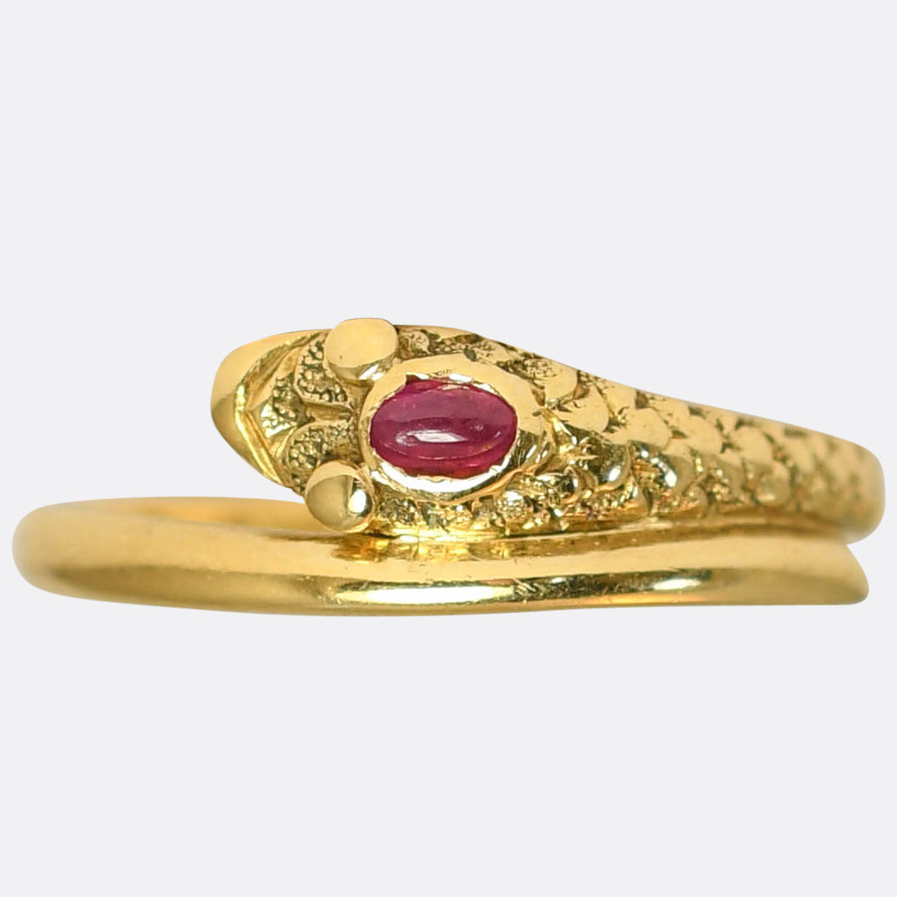 Victorian Ruby Cabochon Snake Ring
