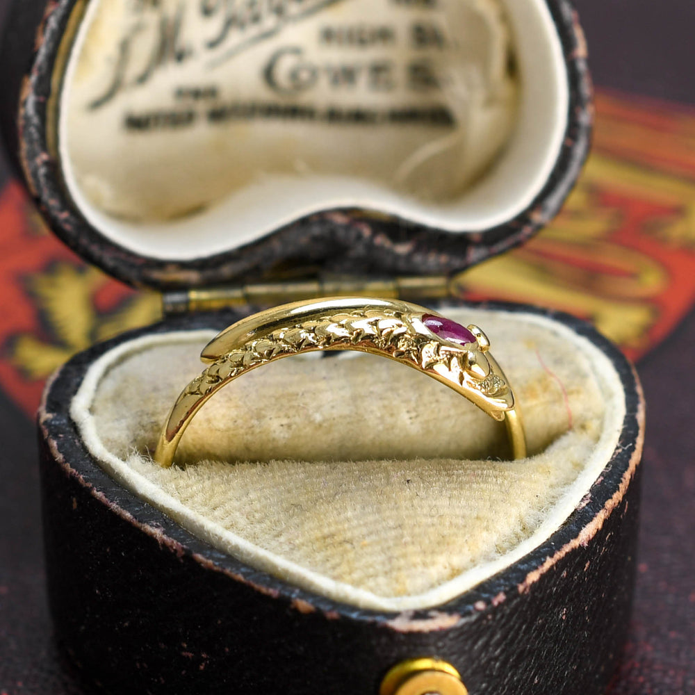 Victorian Ruby Cabochon Snake Ring