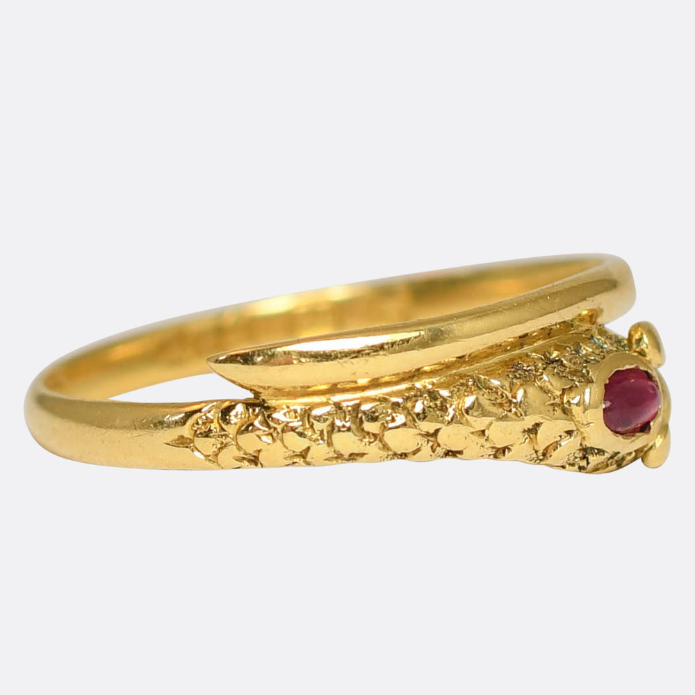Victorian Ruby Cabochon Snake Ring