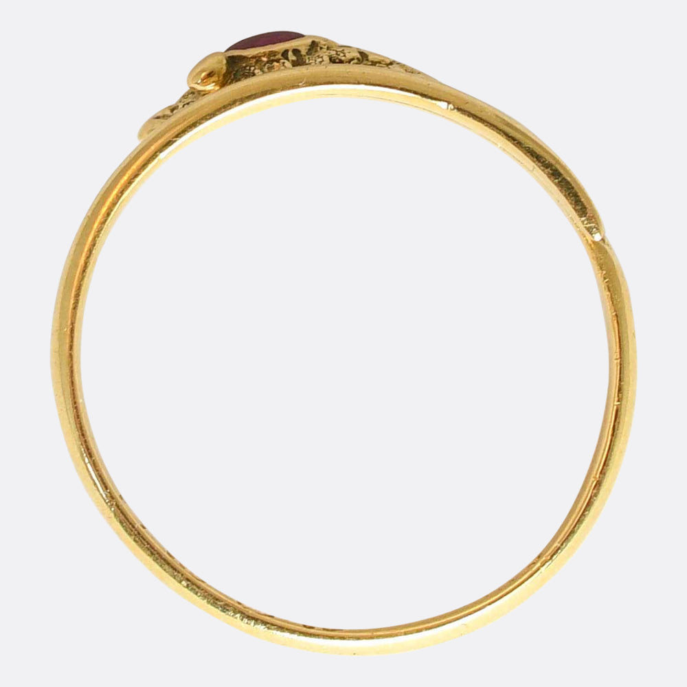Victorian Ruby Cabochon Snake Ring