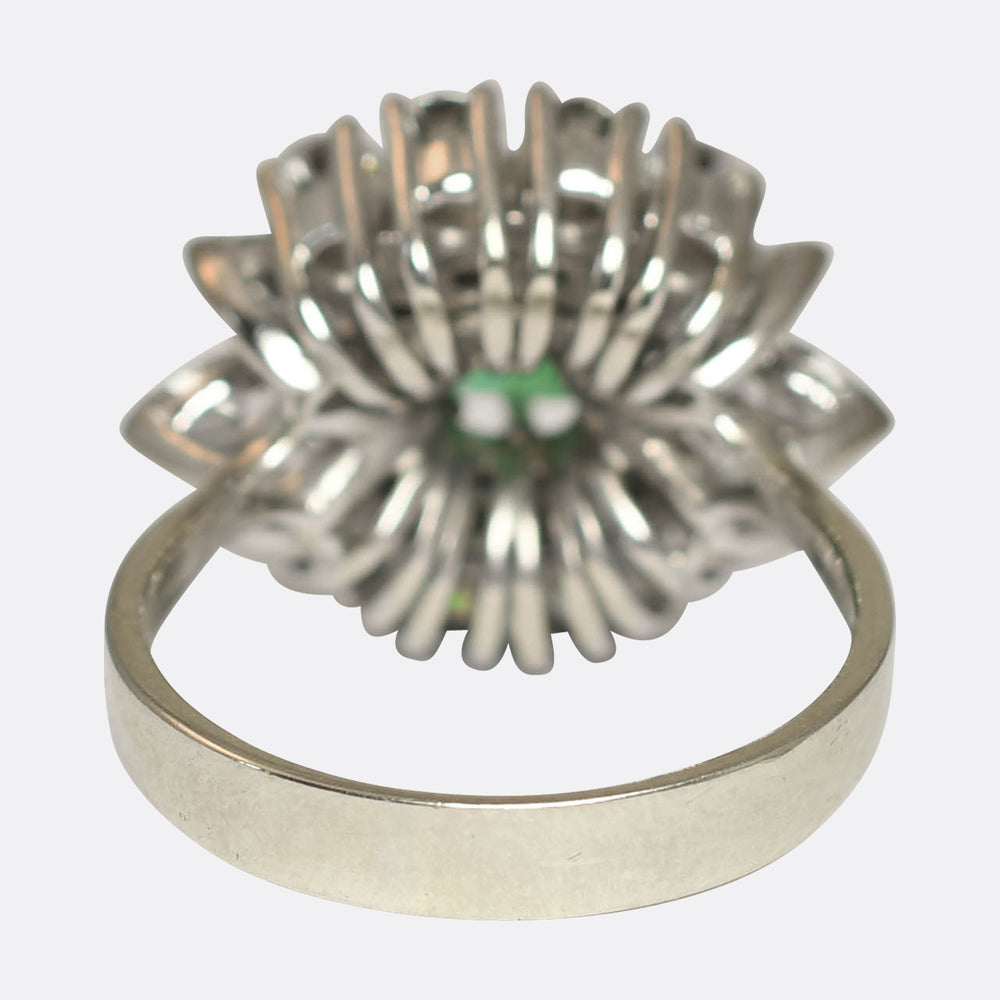 Vintage Emerald & Diamond Cocktail Cluster Ring