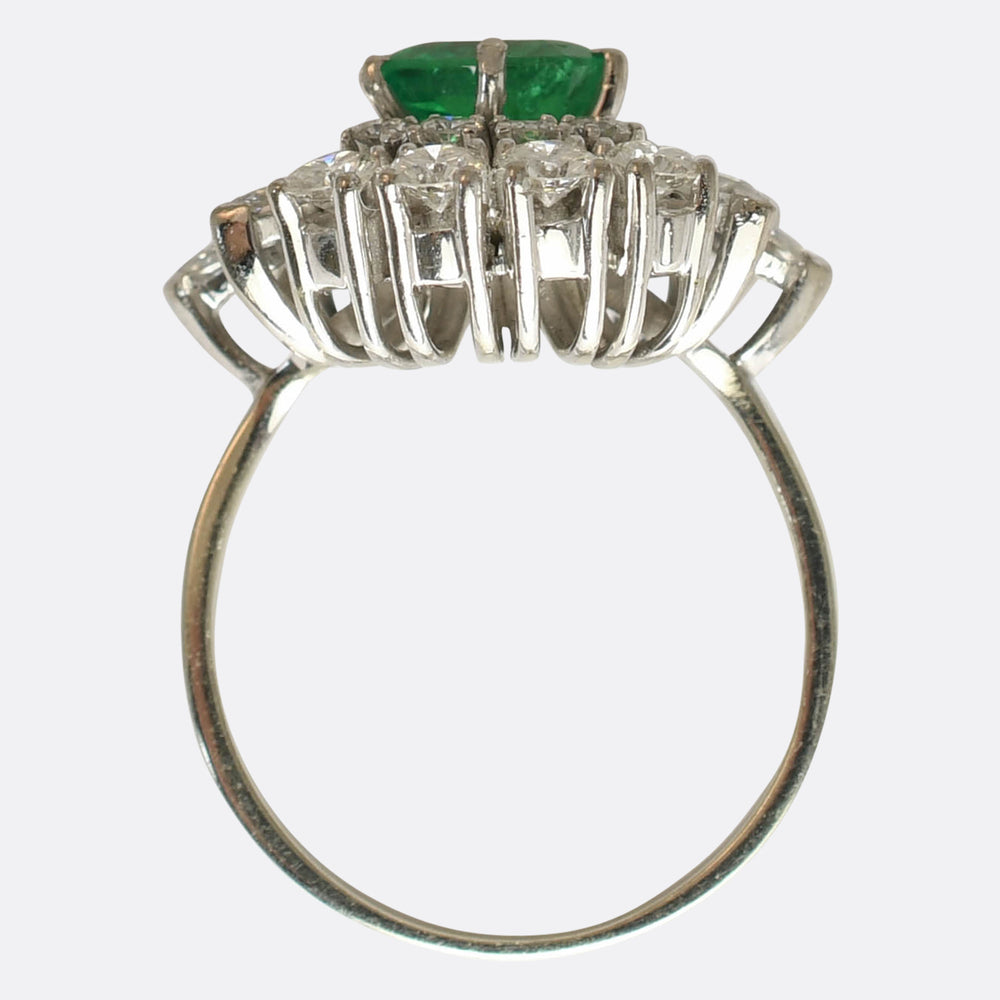 Vintage Emerald & Diamond Cocktail Cluster Ring