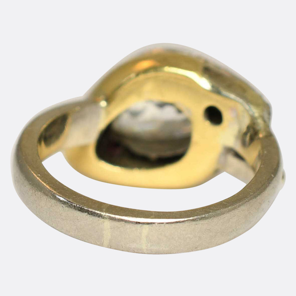 Incredible Old Mine Pear Diamond & Ruby Snake Ring