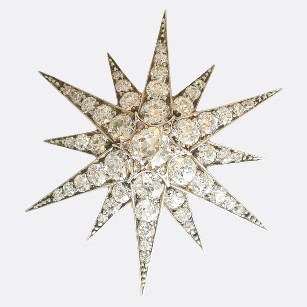Victorian Diamond Star Brooch Pendant