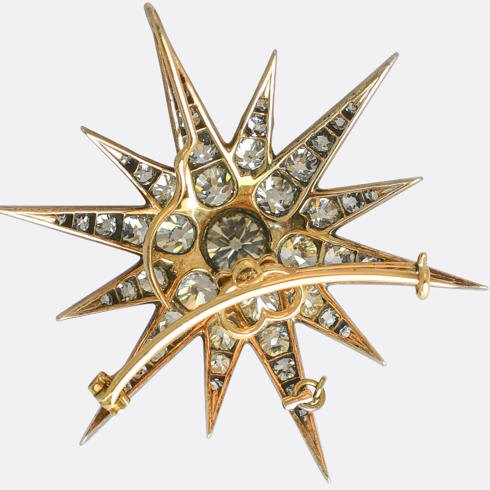 Victorian Diamond Star Brooch Pendant