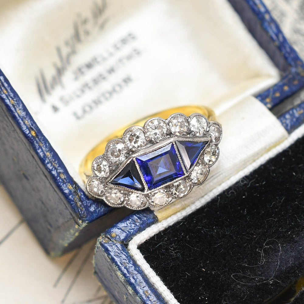 Art Deco Sapphire & Diamond Eye Cluster Ring
