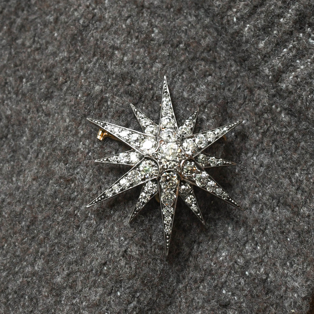 Victorian Diamond Star Brooch Pendant