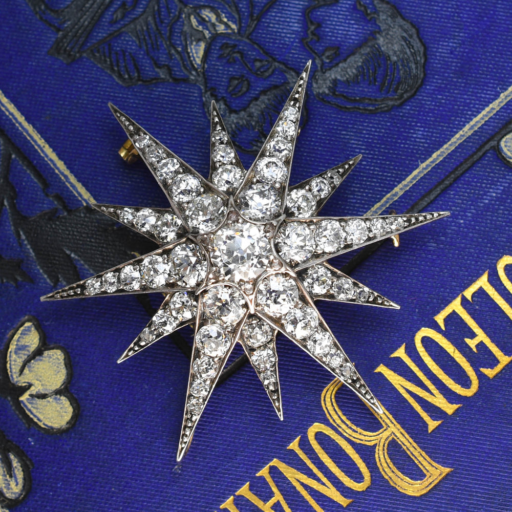 Victorian Diamond Star Brooch Pendant