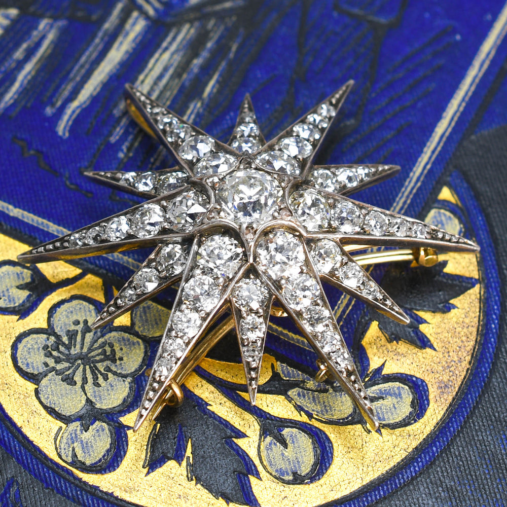 Victorian Diamond Star Brooch Pendant