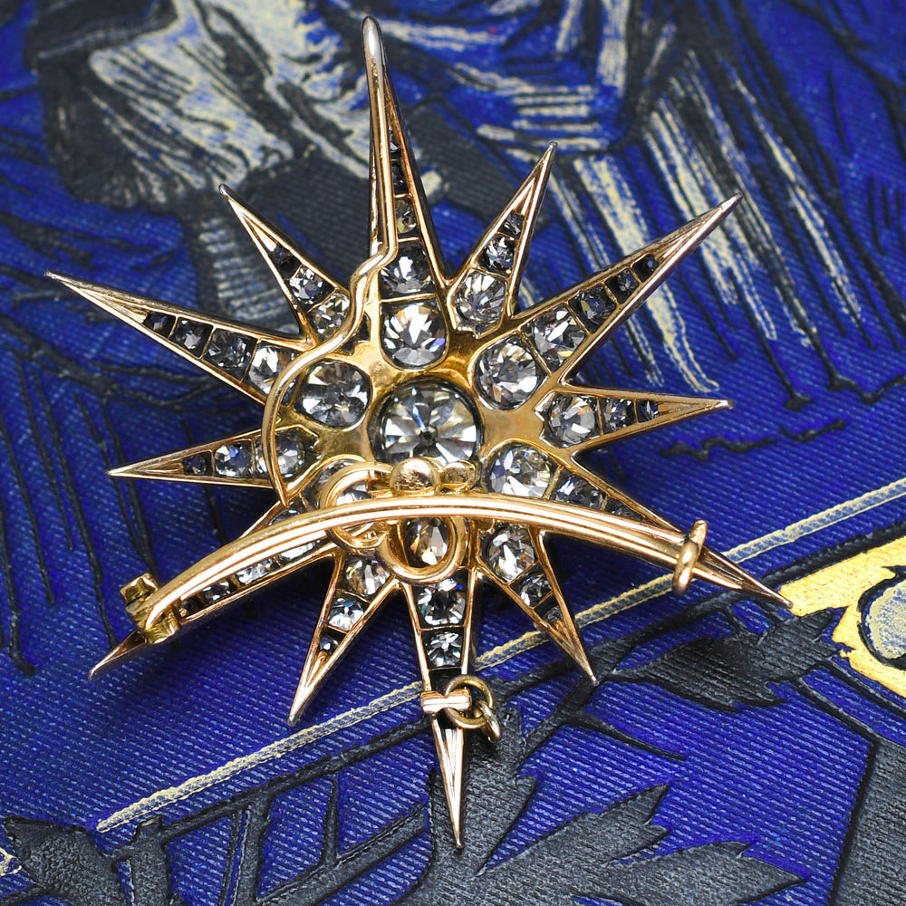 Victorian Diamond Star Brooch Pendant