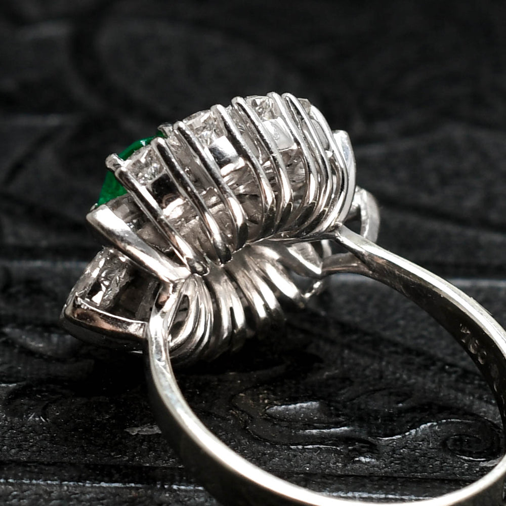 Vintage Emerald & Diamond Cocktail Cluster Ring