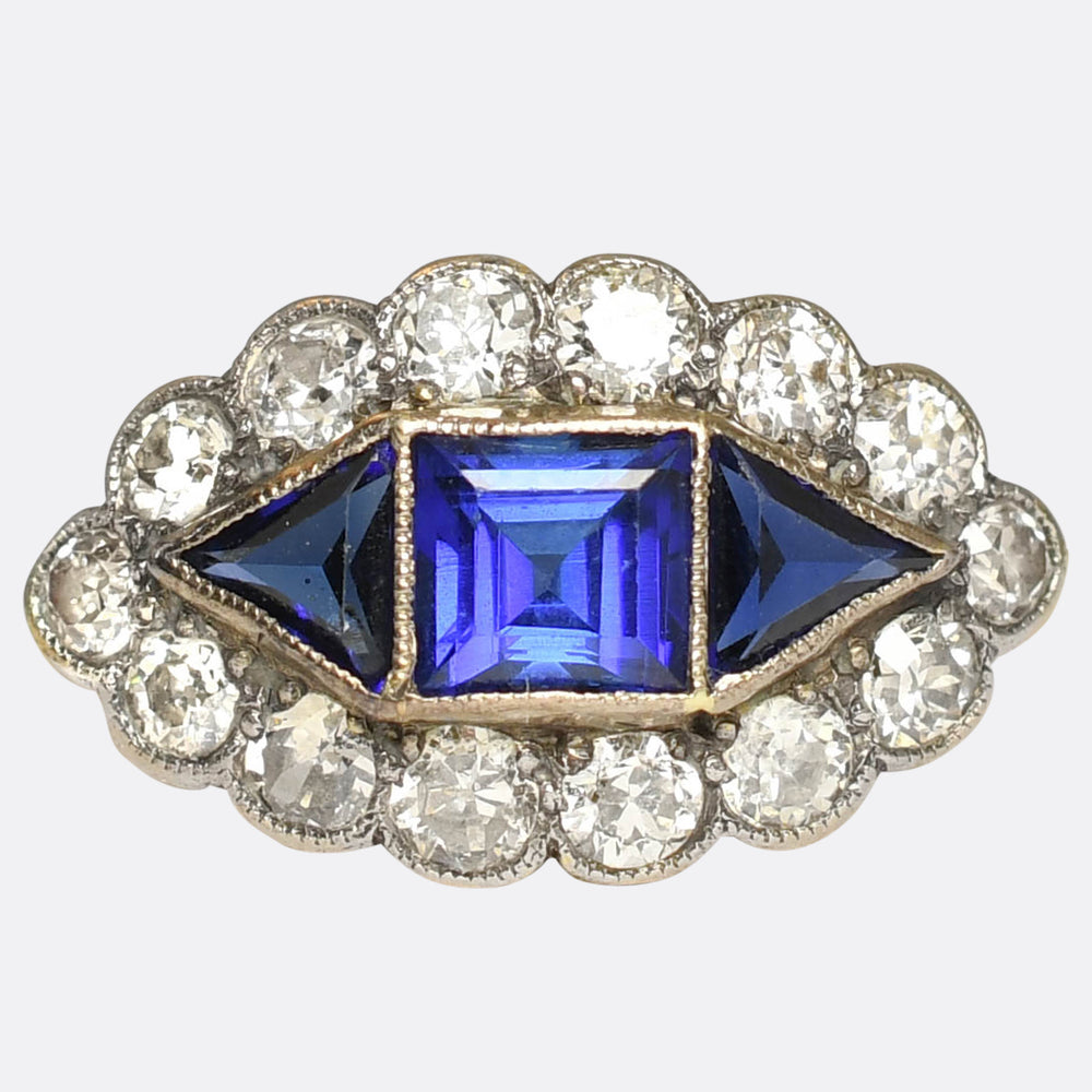 Art Deco Sapphire & Diamond Eye Cluster Ring