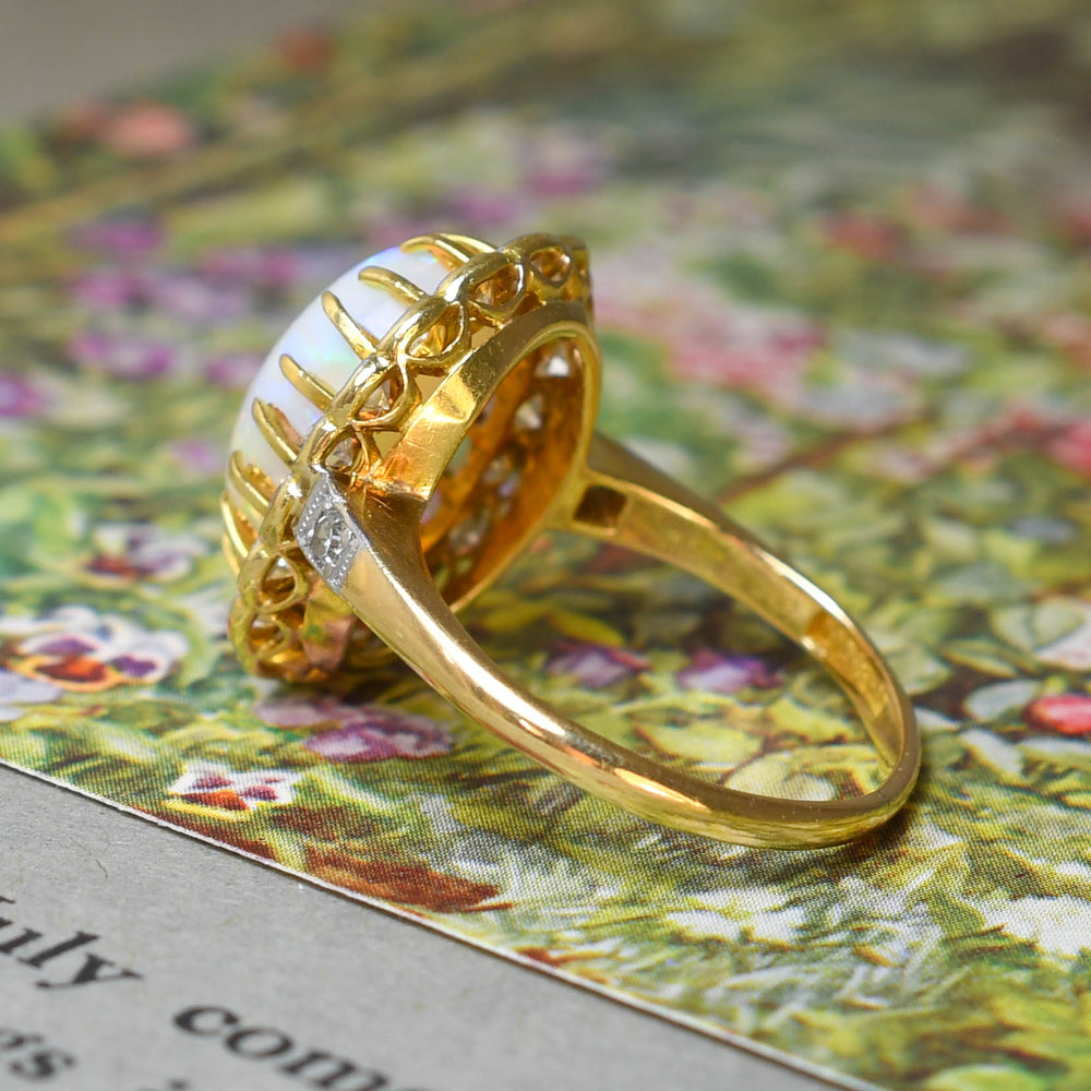 Edwardian Opal & Diamond Cluster Ring
