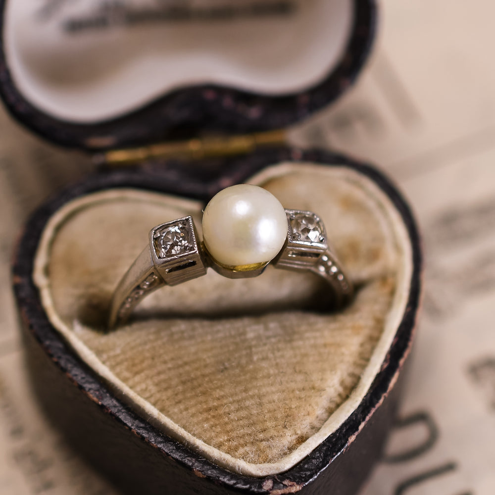 Art Deco Pearl & Diamond Trilogy Ring