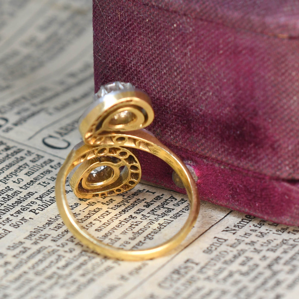 French Art Nouveau Diamond Toi et Moi Ring