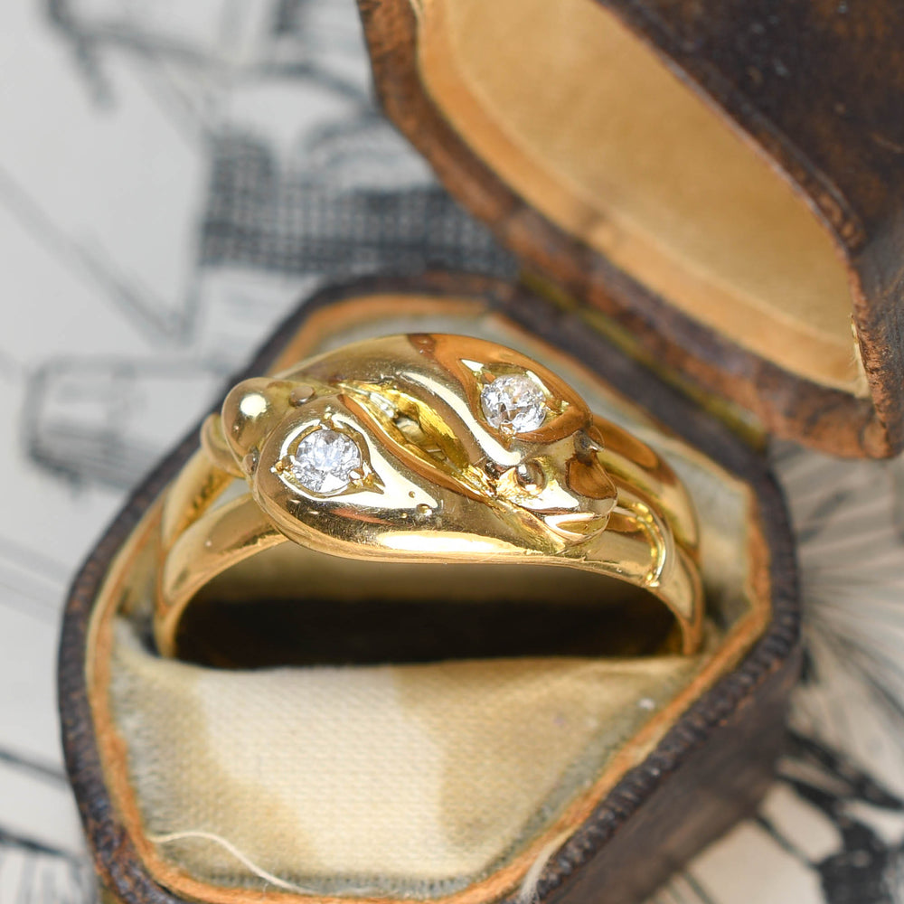 Antique Diamond Double Snake Ring