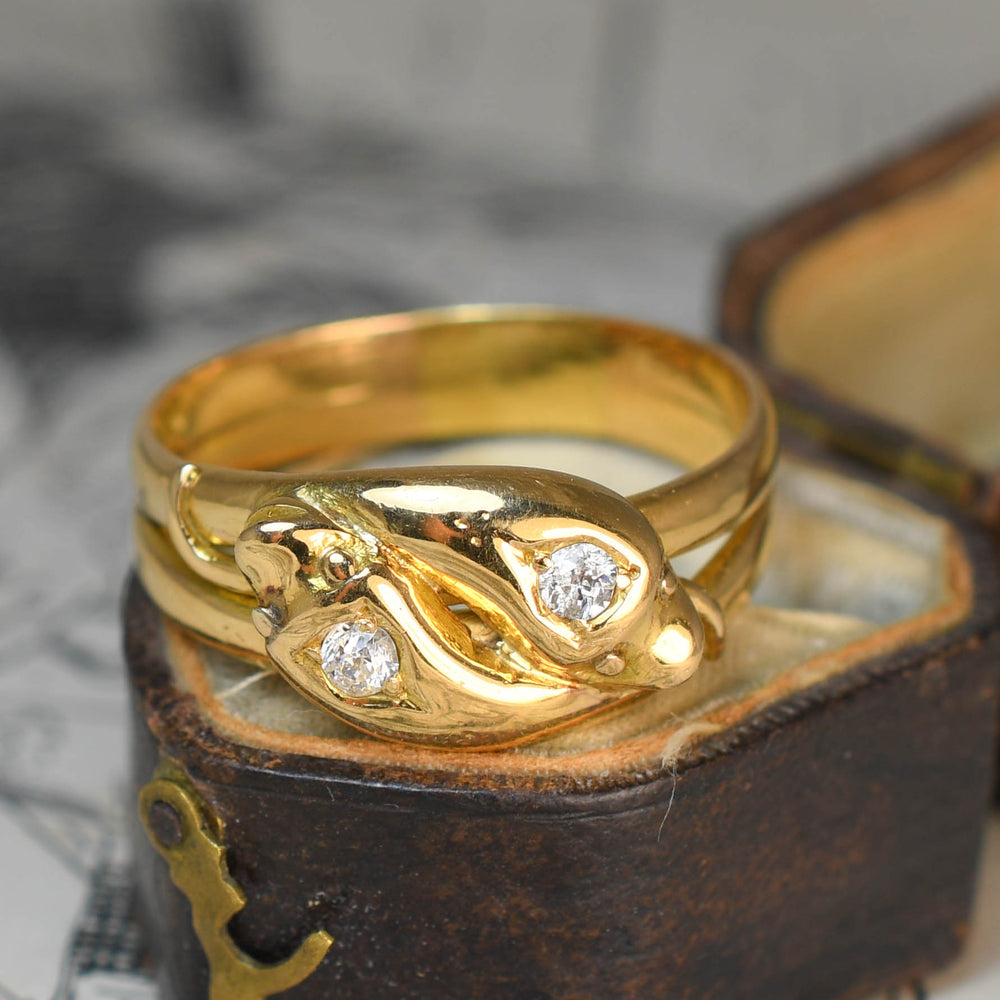 Antique Diamond Double Snake Ring