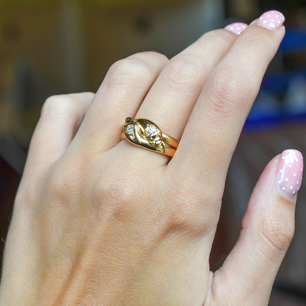 Antique Diamond Double Snake Ring
