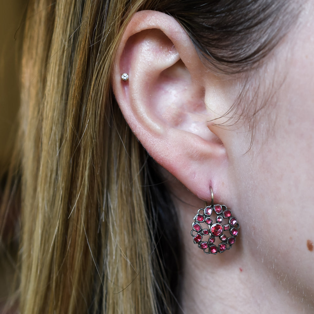Georgian Garnet Cluster Earrings