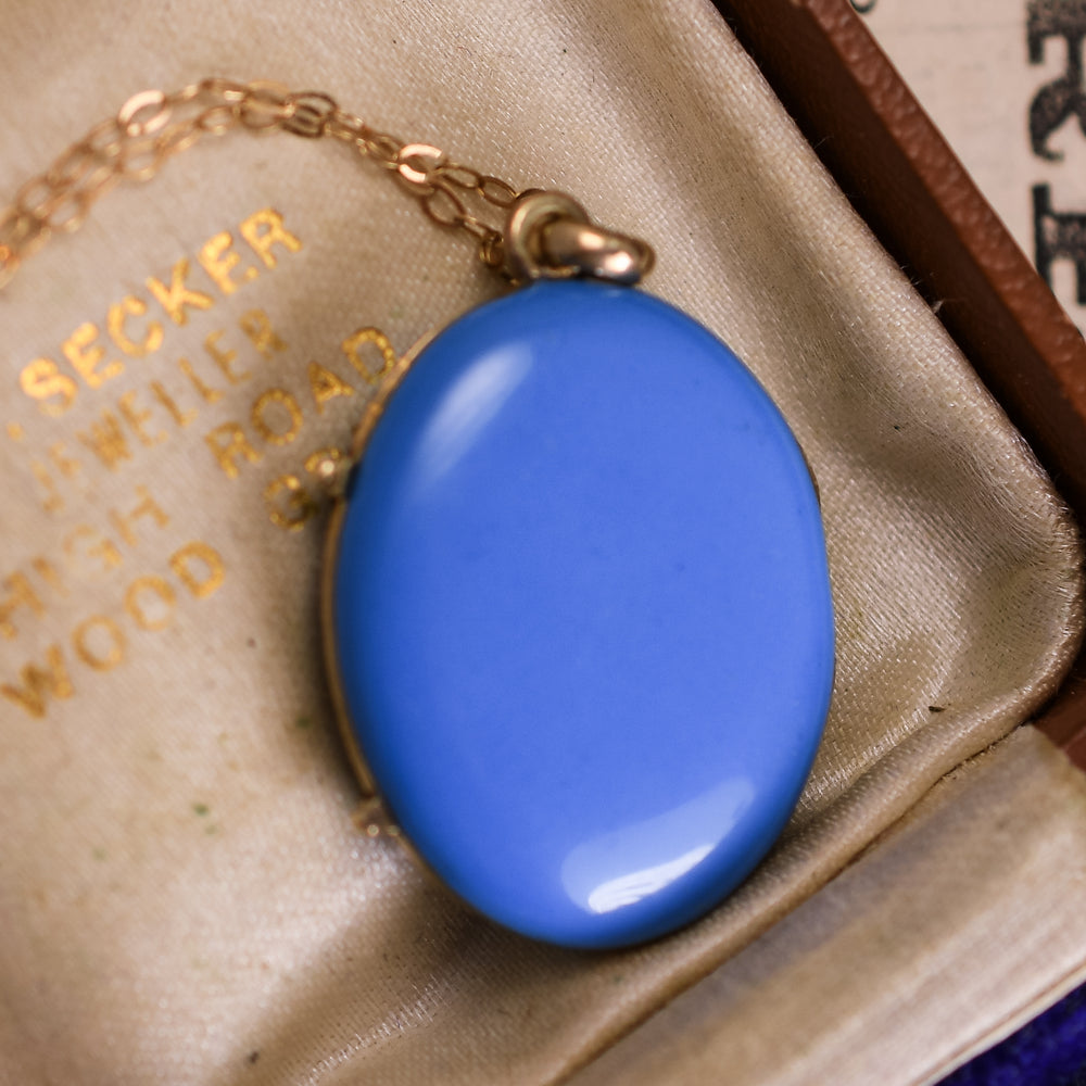 Victorian Turquoise & Pearl Enamel Lucky Horseshoe Locket