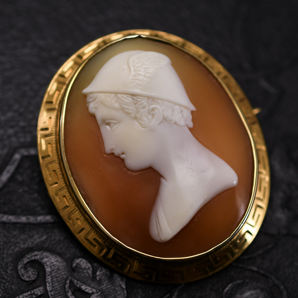 Victorian Hermes Shell Cameo Brooch